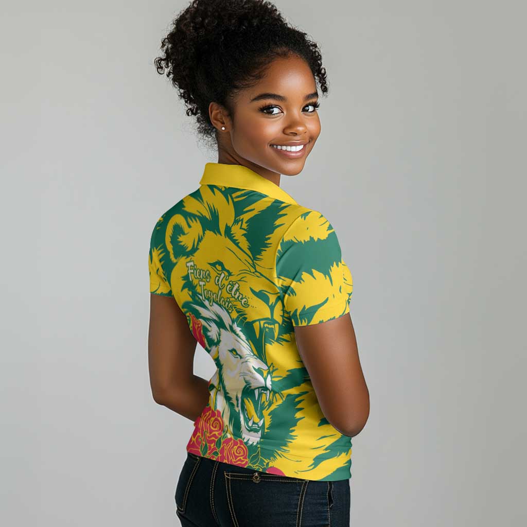 Togo Independence Day Women Polo Shirt Lion and Rose Proud To Be Togolese