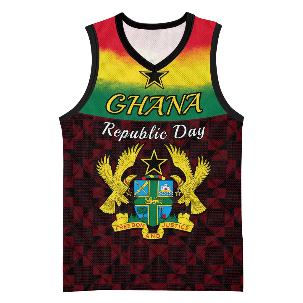 Personalised 1 July Ghana Republic Day Basketball Jersey African Pattern Mix Flag Unique Style - African Pride