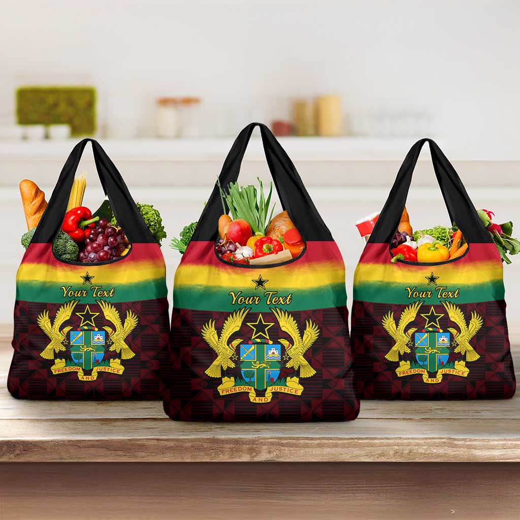 Personalised 1 July Ghana Republic Day Grocery Bag African Pattern Mix Flag Unique Style