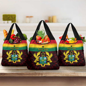 Personalised 1 July Ghana Republic Day Grocery Bag African Pattern Mix Flag Unique Style