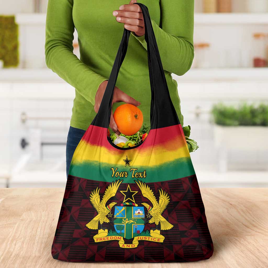 Personalised 1 July Ghana Republic Day Grocery Bag African Pattern Mix Flag Unique Style