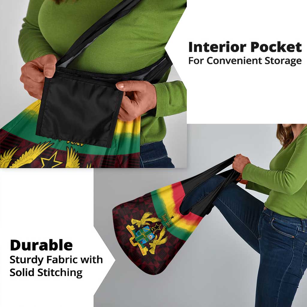Personalised 1 July Ghana Republic Day Grocery Bag African Pattern Mix Flag Unique Style