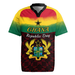 Personalised 1 July Ghana Republic Day Rugby Jersey African Pattern Mix Flag Unique Style