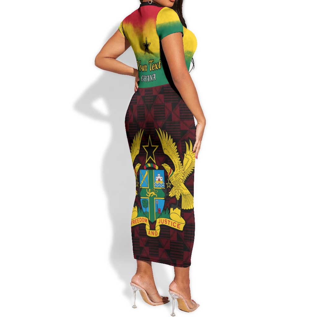 Personalised 1 July Ghana Republic Day Short Sleeve Bodycon Dress African Pattern Mix Flag Unique Style LT14