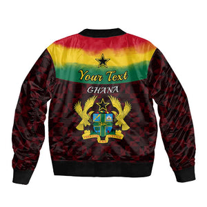 Personalised 1 July Ghana Republic Day Sleeve Zip Bomber Jacket African Pattern Mix Flag Unique Style