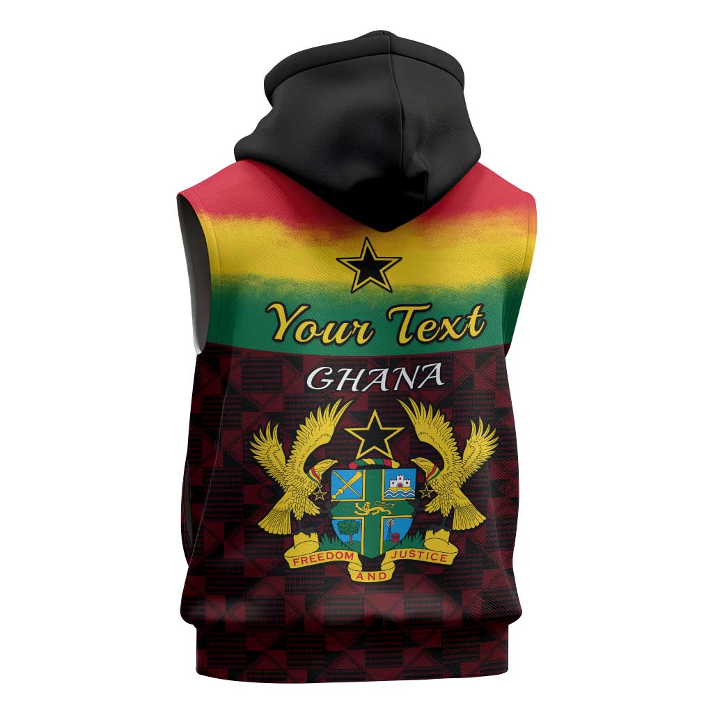 Personalised 1 July Ghana Republic Day Sleeveless Zip Hoodie African Pattern Mix Flag Unique Style - African Pride
