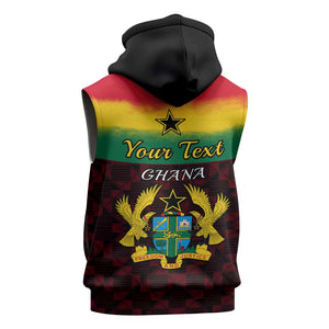Personalised 1 July Ghana Republic Day Sleeveless Zip Hoodie African Pattern Mix Flag Unique Style - African Pride