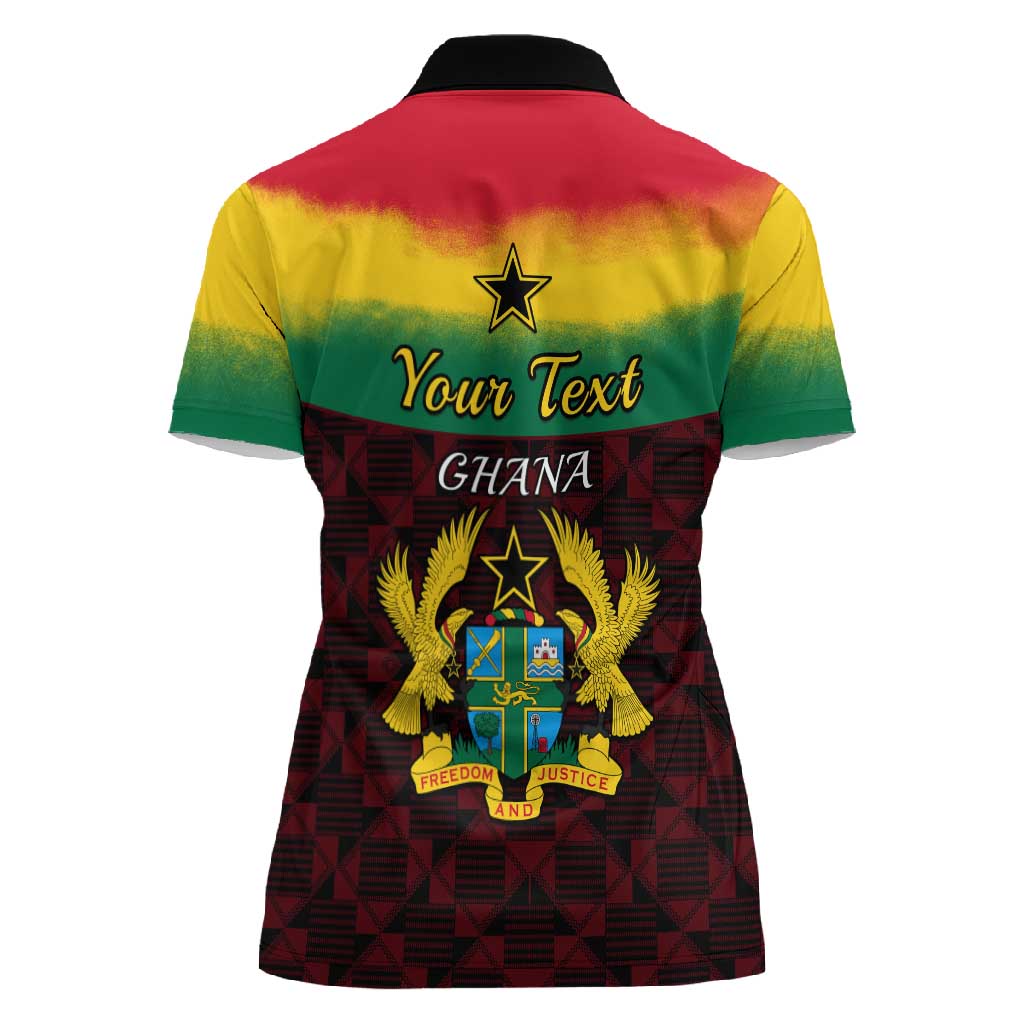 Personalised 1 July Ghana Republic Day Women Polo Shirt African Pattern Mix Flag Unique Style