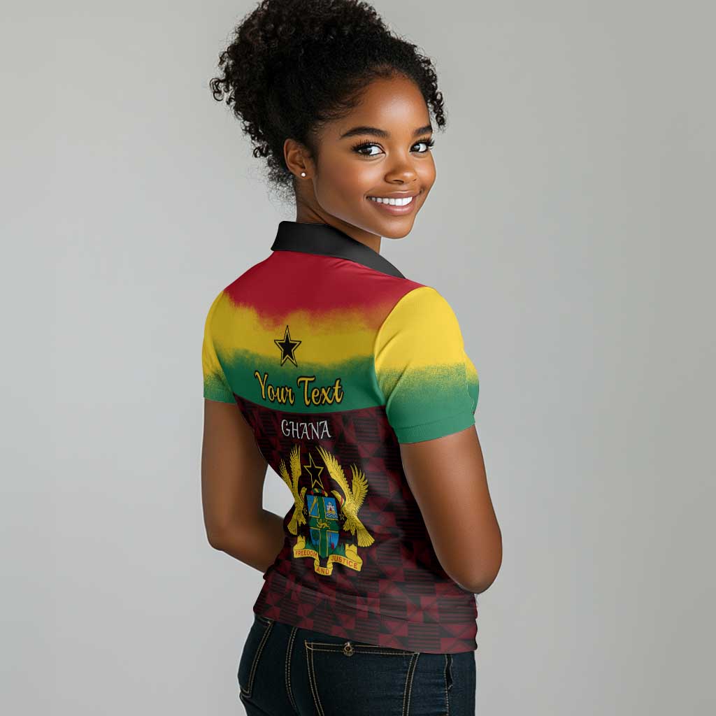 Personalised 1 July Ghana Republic Day Women Polo Shirt African Pattern Mix Flag Unique Style