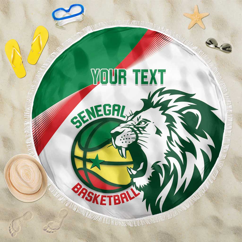 Afro Basketball Custom Senegal Beach Blanket Come On Lions - African Pride