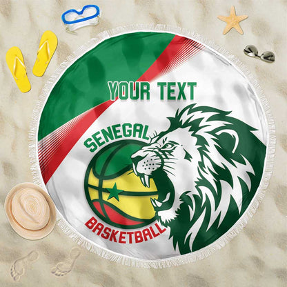 Afro Basketball Custom Senegal Beach Blanket Come On Lions - African Pride