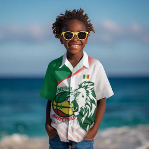 Afro Basketball Custom Senegal Kid Hawaiian Shirt Come On Lions - African Pride