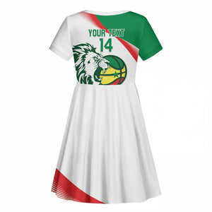 Afro Basketball Custom Senegal Kid Short Sleeve Dress Come On Lions - African Pride