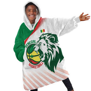 Afro Basketball Custom Senegal Kid Wearable Blanket Hoodie Come On Lions - African Pride