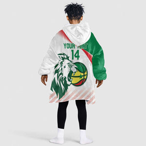 Afro Basketball Custom Senegal Kid Wearable Blanket Hoodie Come On Lions - African Pride