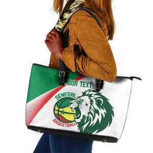 Afro Basketball Custom Senegal Leather Tote Bag Come On Lions - African Pride