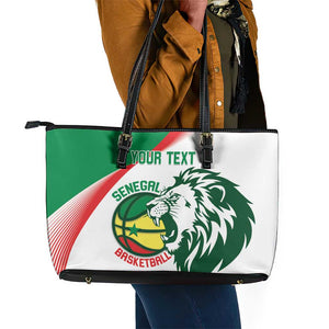 Afro Basketball Custom Senegal Leather Tote Bag Come On Lions - African Pride