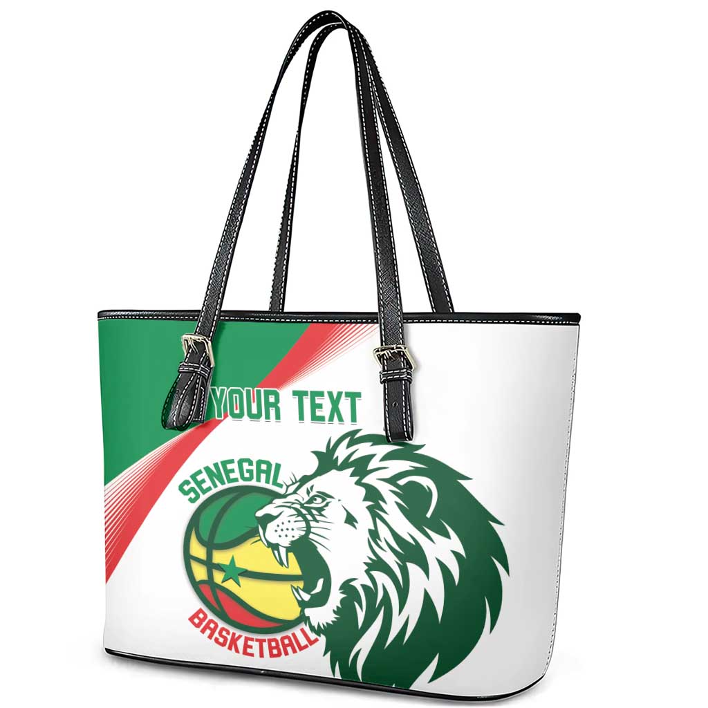 Afro Basketball Custom Senegal Leather Tote Bag Come On Lions - African Pride