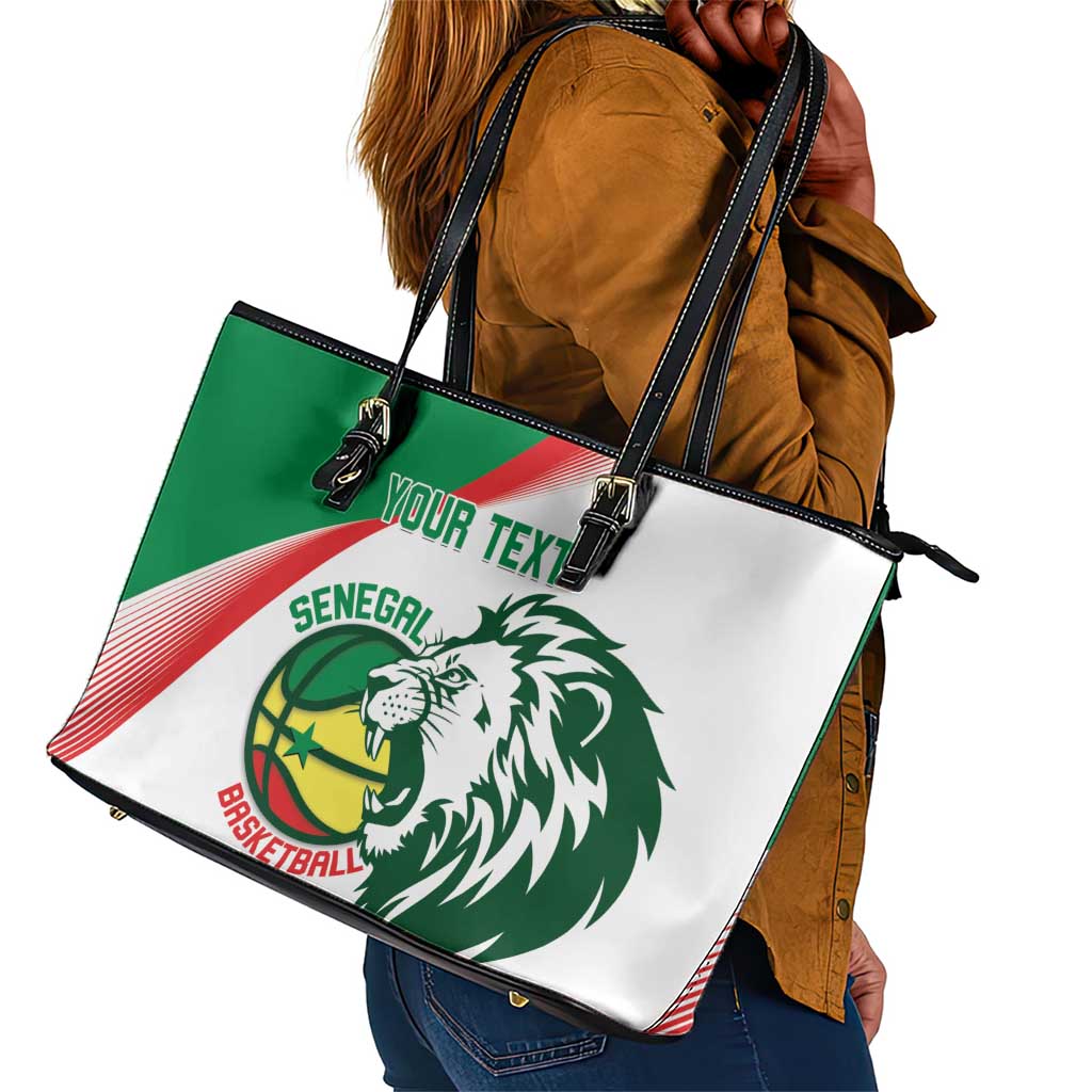 Afro Basketball Custom Senegal Leather Tote Bag Come On Lions - African Pride