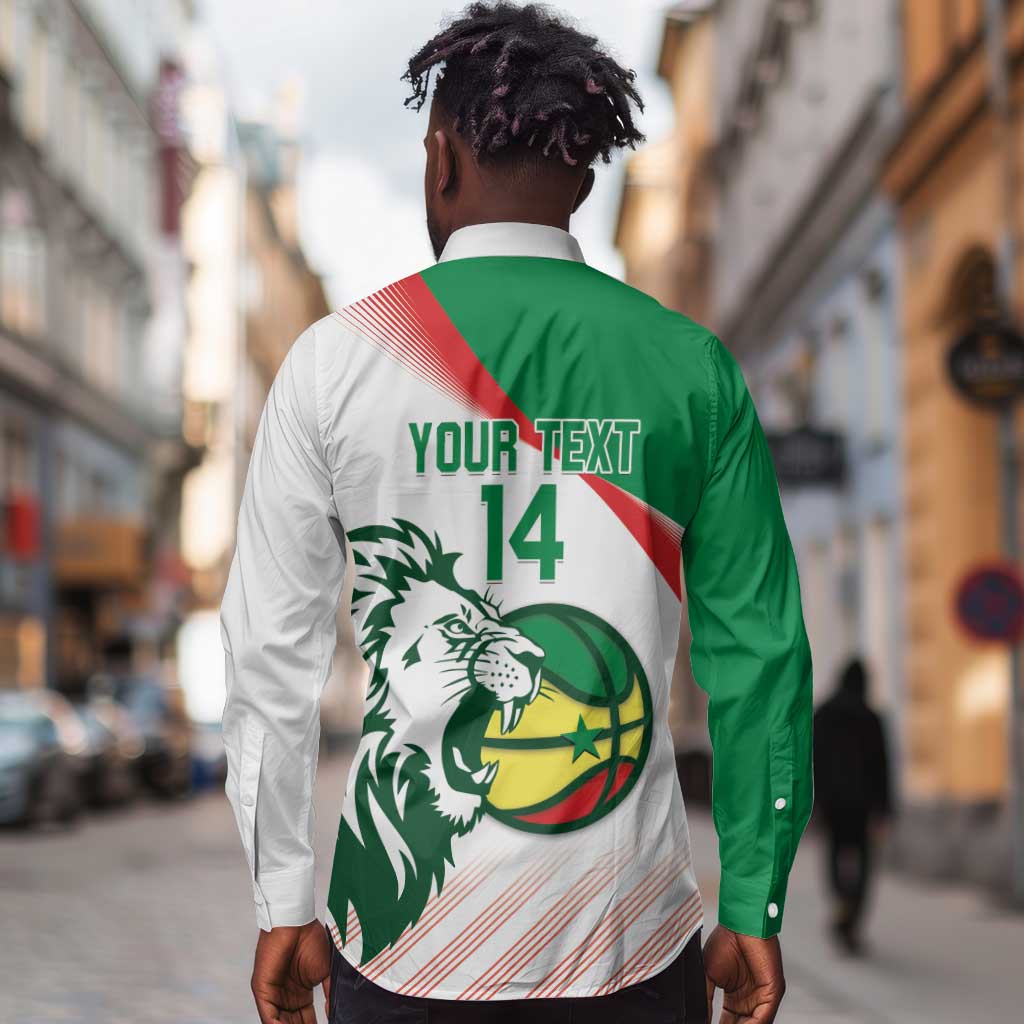 Afro Basketball Custom Senegal Long Sleeve Button Shirt Come On Lions - African Pride