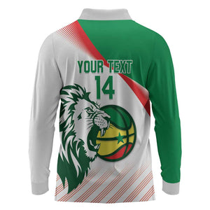 Afro Basketball Custom Senegal Long Sleeve Polo Shirt Come On Lions - African Pride
