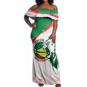 Afro Basketball Custom Senegal Off Shoulder Maxi Dress Come On Lions - African Pride