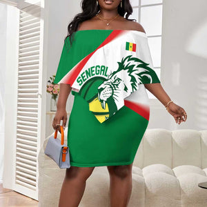 Afro Basketball Custom Senegal Off Shoulder Short Dress Come On Lions - African Pride