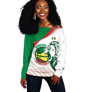 Afro Basketball Custom Senegal Off Shoulder Sweater Come On Lions - African Pride