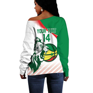 Afro Basketball Custom Senegal Off Shoulder Sweater Come On Lions - African Pride