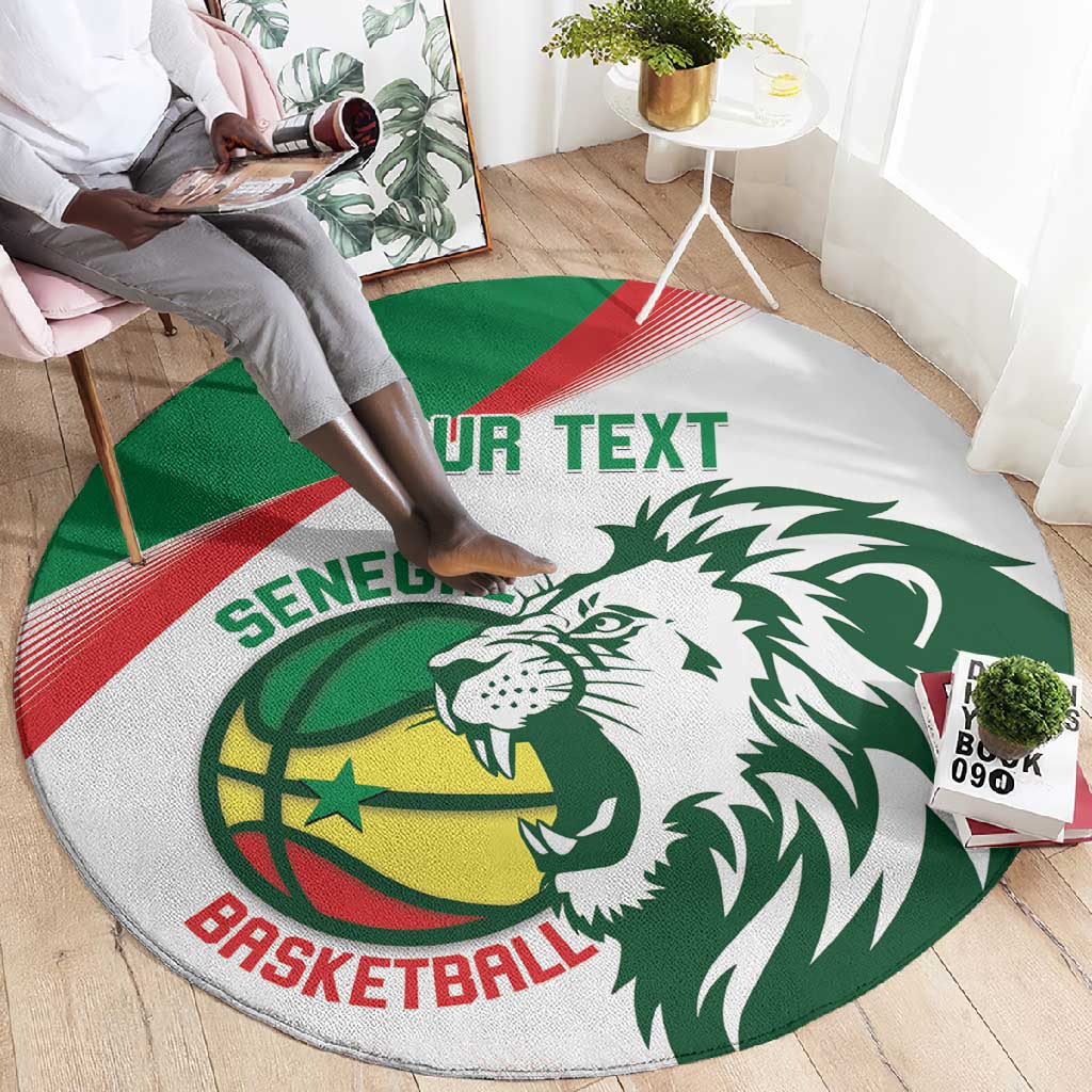 Afro Basketball Custom Senegal Round Carpet Come On Lions - African Pride