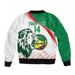 Afro Basketball Custom Senegal Sleeve Zip Bomber Jacket Come On Lions - African Pride