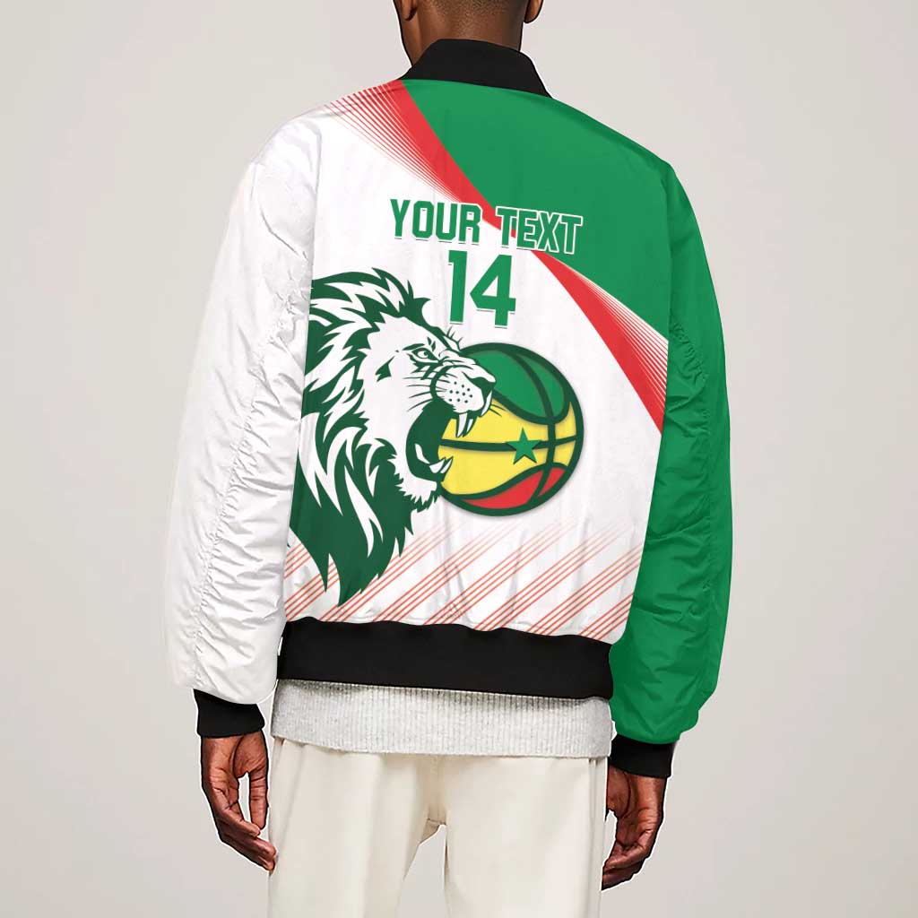 Afro Basketball Custom Senegal Sleeve Zip Bomber Jacket Come On Lions - African Pride
