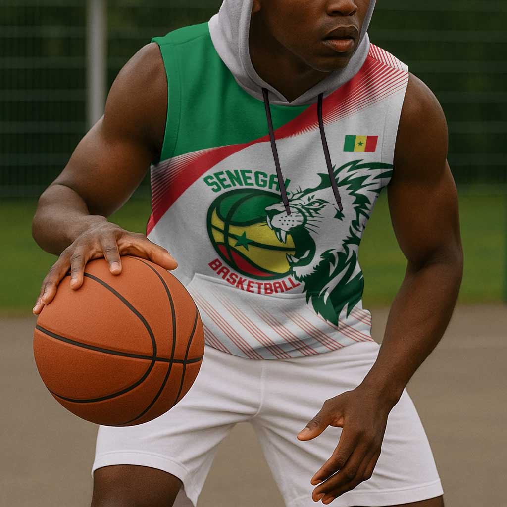 Afro Basketball Custom Senegal Sleeveless Hoodie Come On Lions - African Pride
