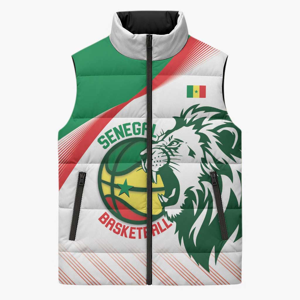 Senegal Basketball Custom Sleeveless Puffer Jacket Come On Lions