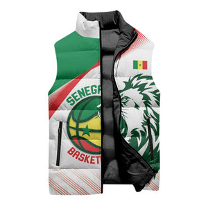 Senegal Basketball Custom Sleeveless Puffer Jacket Come On Lions