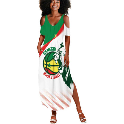 Afro Basketball Custom Senegal Summer Maxi Dress Come On Lions - African Pride