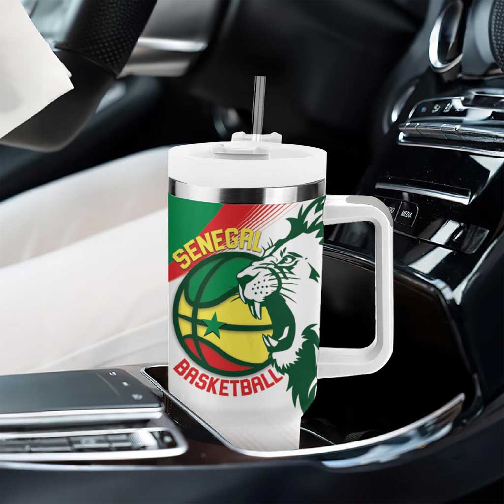 Afro Basketball Custom Senegal Tumbler With Handle Come On Lions - African Pride