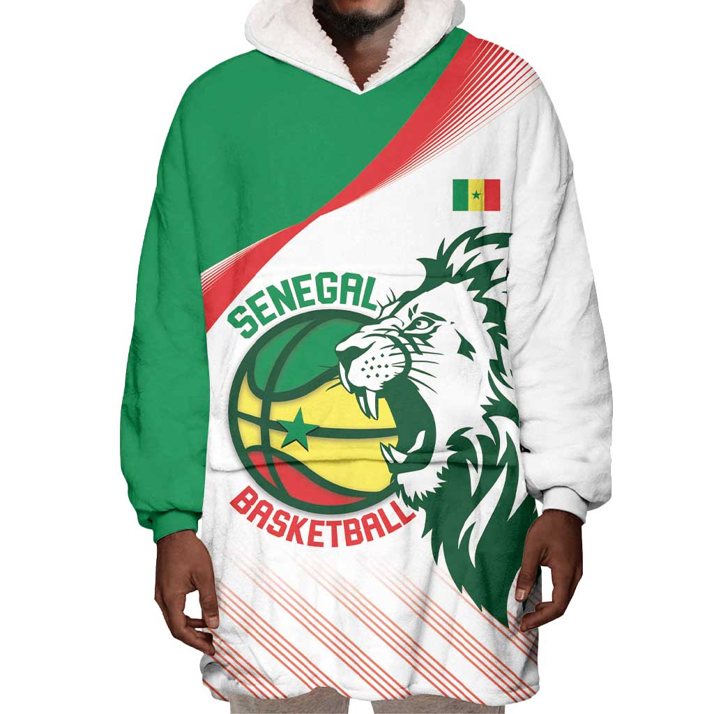 Afro Basketball Custom Senegal Wearable Blanket Hoodie Come On Lions - African Pride