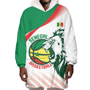 Afro Basketball Custom Senegal Wearable Blanket Hoodie Come On Lions - African Pride