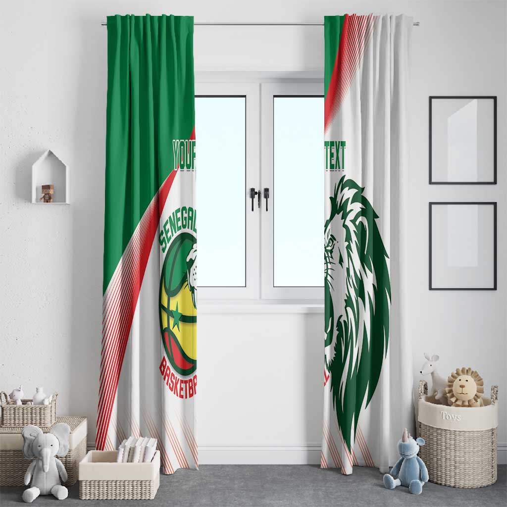 Afro Basketball Custom Senegal Window Curtain Come On Lions - African Pride