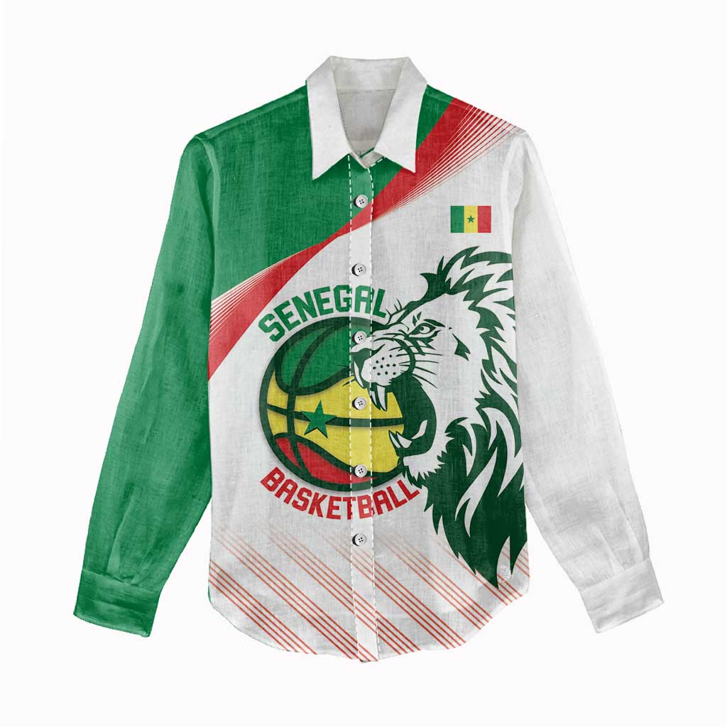 Afro Basketball Custom Senegal Women Casual Shirt Come On Lions - African Pride