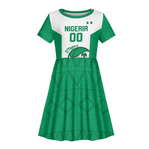 Afro Basketball Custom Nigeria Kid Short Sleeve Dress Come On Tigers - African Pride