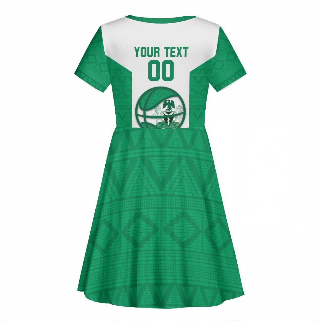 Afro Basketball Custom Nigeria Kid Short Sleeve Dress Come On Tigers - African Pride