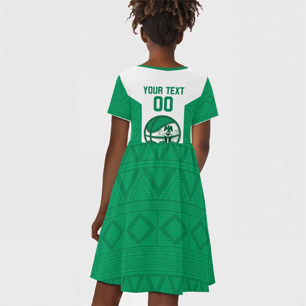 Afro Basketball Custom Nigeria Kid Short Sleeve Dress Come On Tigers - African Pride