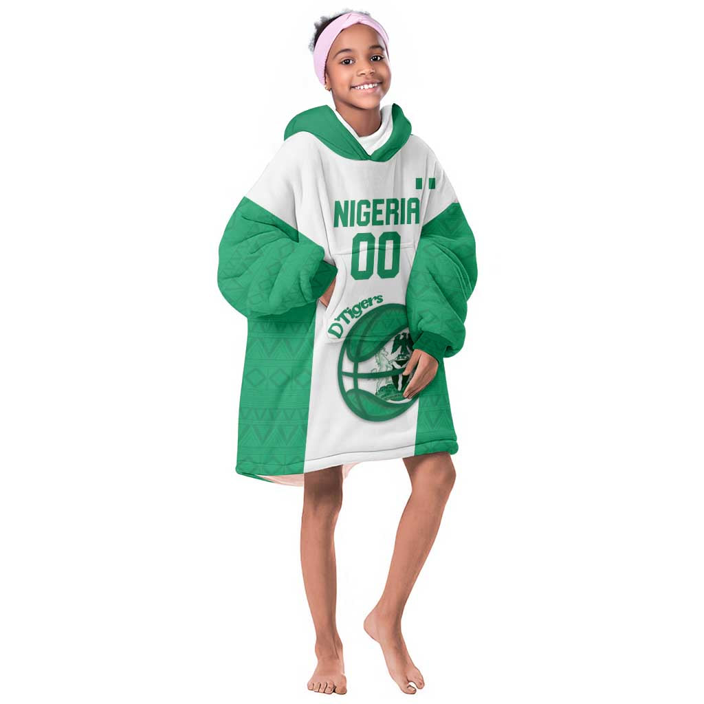 Afro Basketball Custom Nigeria Kid Wearable Blanket Hoodie Come On Tigers - African Pride