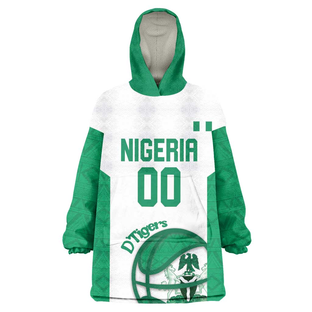 Afro Basketball Custom Nigeria Kid Wearable Blanket Hoodie Come On Tigers - African Pride