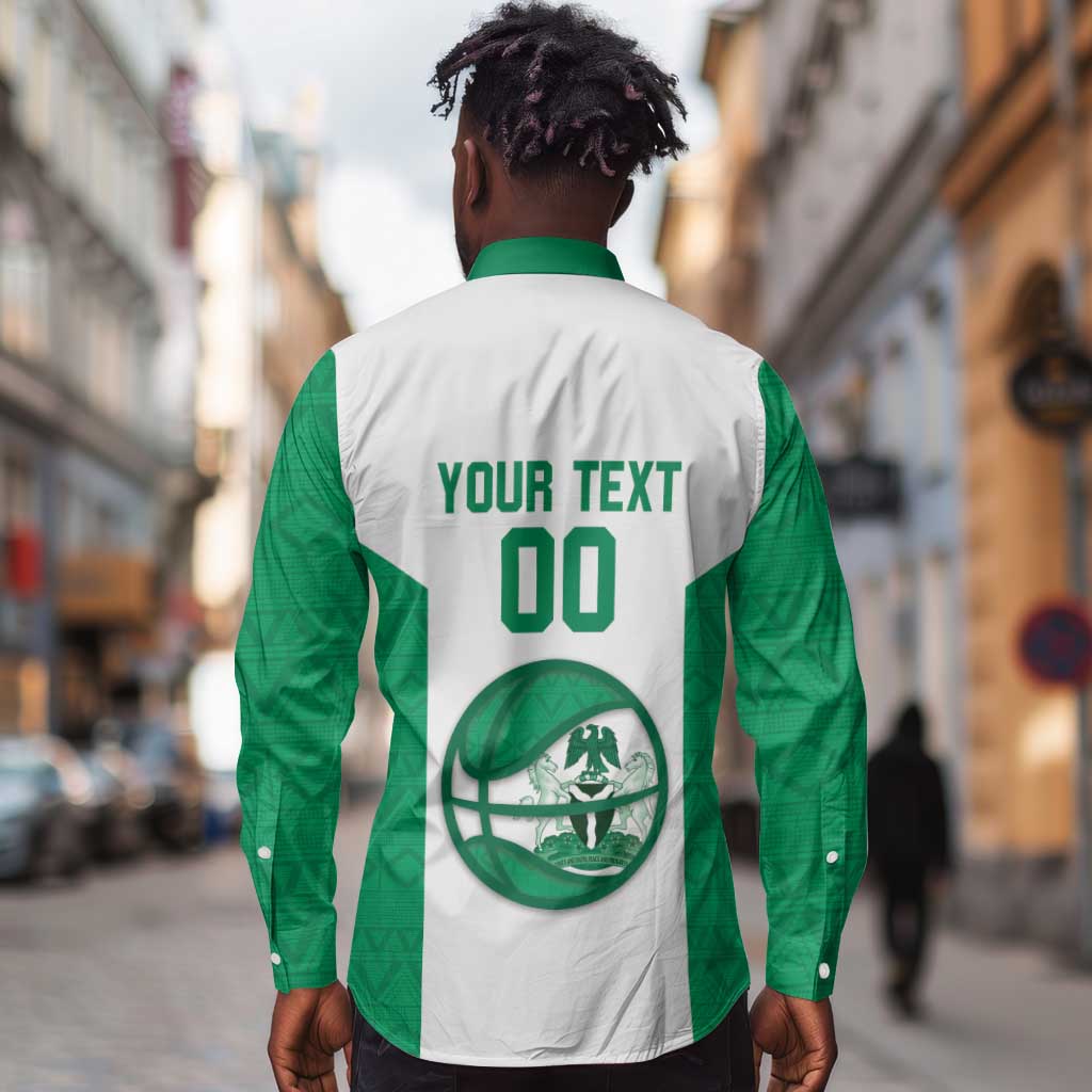 Afro Basketball Custom Nigeria Long Sleeve Button Shirt Come On Tigers - African Pride