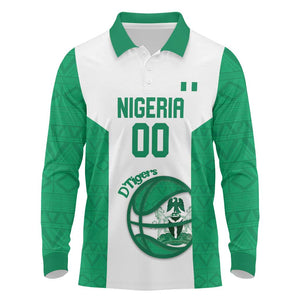 Afro Basketball Custom Nigeria Long Sleeve Polo Shirt Come On Tigers - African Pride