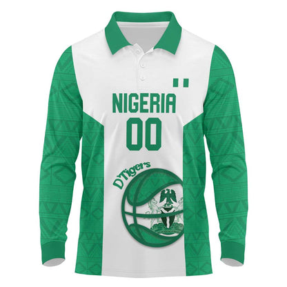 Afro Basketball Custom Nigeria Long Sleeve Polo Shirt Come On Tigers - African Pride