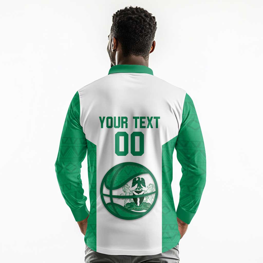 Afro Basketball Custom Nigeria Long Sleeve Polo Shirt Come On Tigers - African Pride